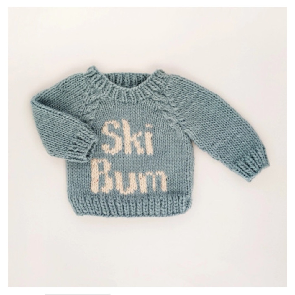 Blue Knit 'Ski Bum' Sweater Baby Size 0-6 months
